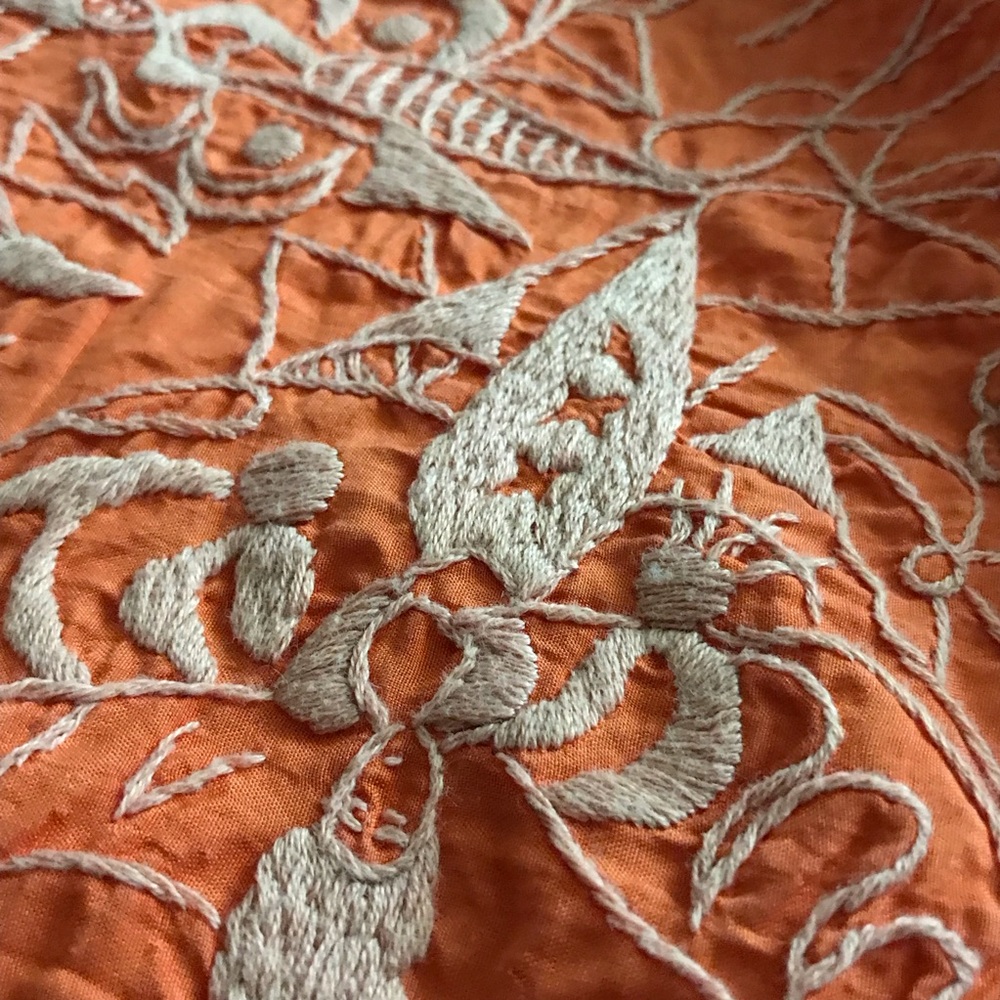 Chan Luu Silk Ballet Embroidered Skirt in Tangerine - Picture 11 of 16